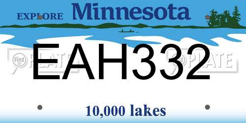 EAH332 Minnesota License Plate
