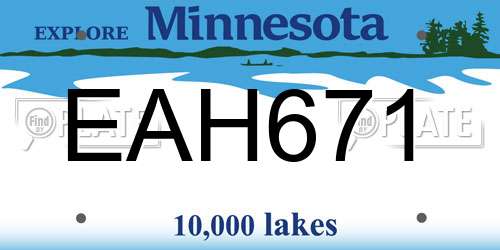 EAH671 Minnesota License Plate