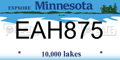 EAH875 Minnesota License Plate