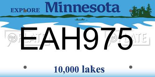 EAH975 Minnesota License Plate