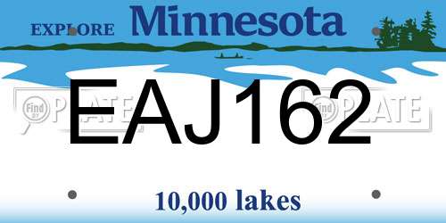 EAJ162 Minnesota License Plate