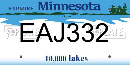 EAJ332 Minnesota License Plate