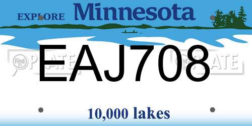 EAJ708 Minnesota License Plate