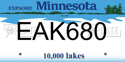 EAK680 Minnesota License Plate