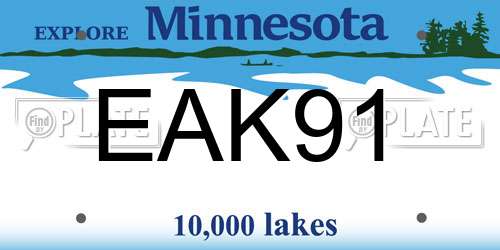 EAK91 Minnesota License Plate