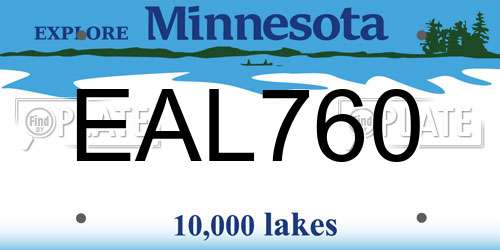 EAL760 Minnesota License Plate