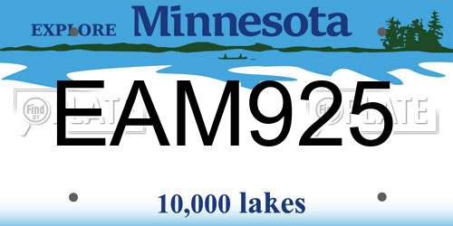 EAM925 Minnesota License Plate