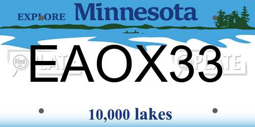 EAOX33 Minnesota License Plate
