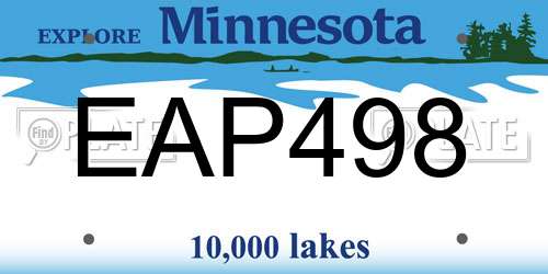 EAP498 Minnesota License Plate