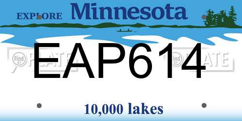 EAP614 Minnesota License Plate