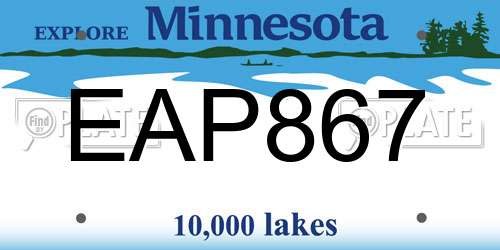 EAP867 Minnesota License Plate