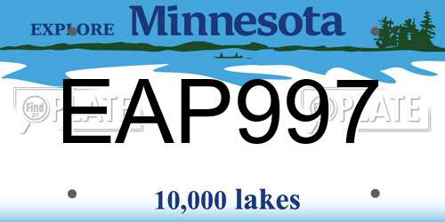 EAP997 Minnesota License Plate
