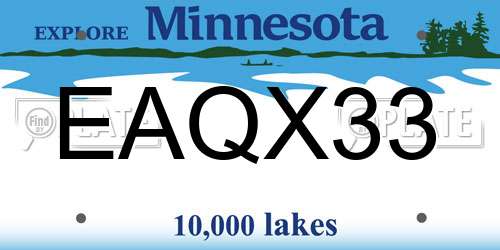 EAQX33 Minnesota License Plate