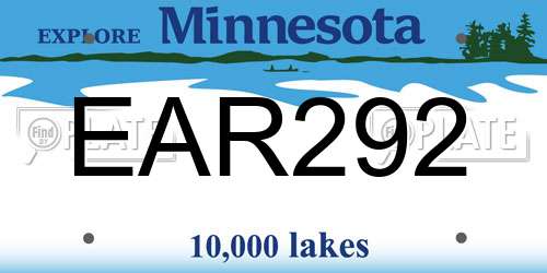 EAR292 Minnesota License Plate