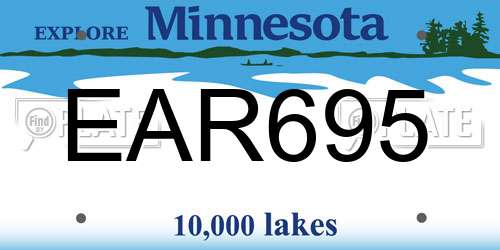EAR695 Minnesota License Plate