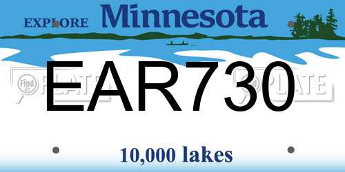EAR730 Minnesota License Plate