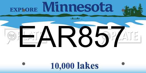 EAR857 Minnesota License Plate