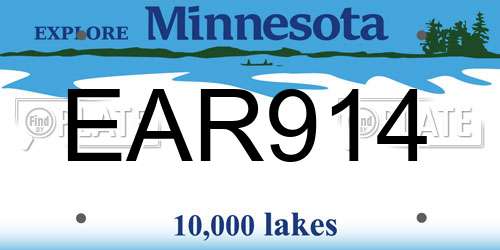 EAR914 Minnesota License Plate