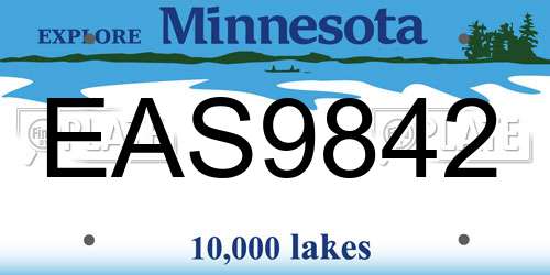 EAS9842 Minnesota License Plate
