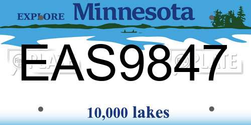 EAS9847 Minnesota License Plate