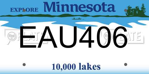 EAU406 Minnesota License Plate