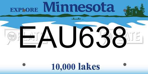 EAU638 Minnesota License Plate