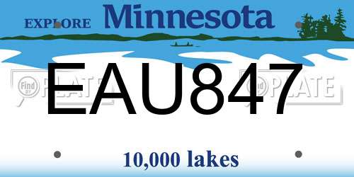 EAU847 Minnesota License Plate