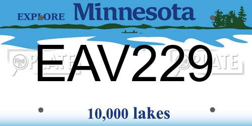 EAV229 Minnesota License Plate