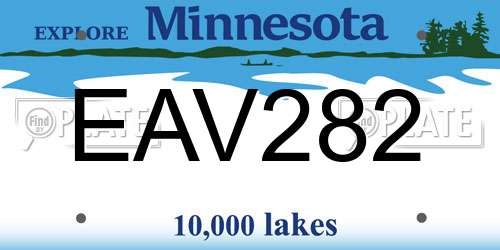 EAV282 Minnesota License Plate