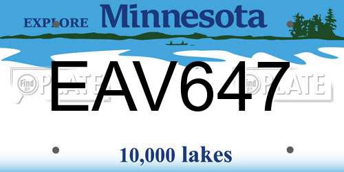 EAV647 Minnesota License Plate