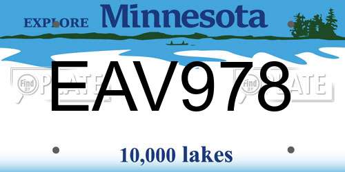 EAV978 Minnesota License Plate