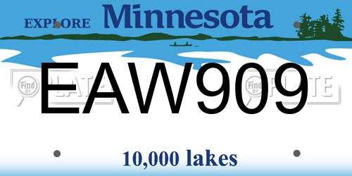 EAW909 Minnesota License Plate