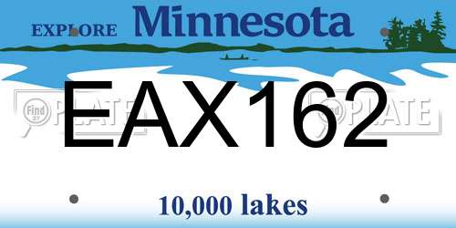 EAX162 Minnesota License Plate