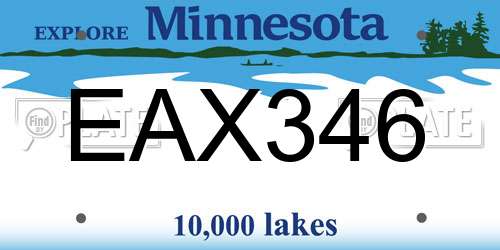 EAX346 Minnesota License Plate