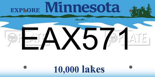 EAX571 Minnesota License Plate