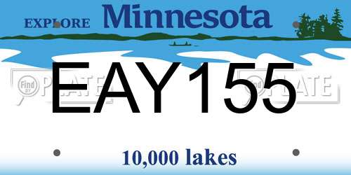 EAY155 Minnesota License Plate