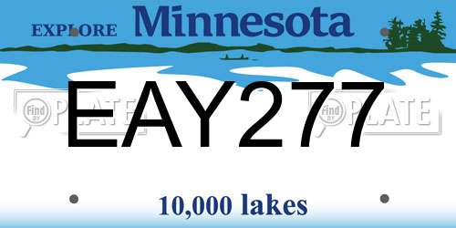 EAY277 Minnesota License Plate