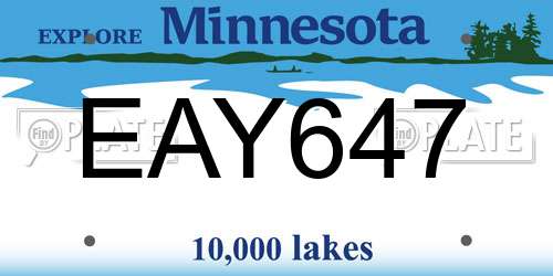 EAY647 Minnesota License Plate