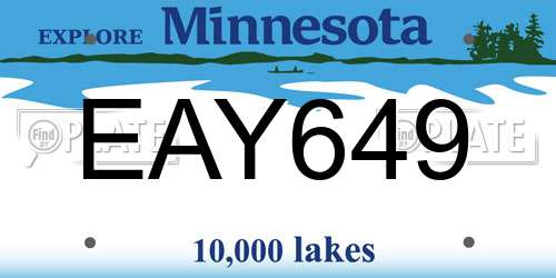 EAY649 Minnesota License Plate