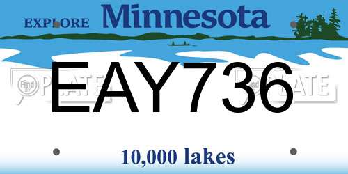EAY736 Minnesota License Plate