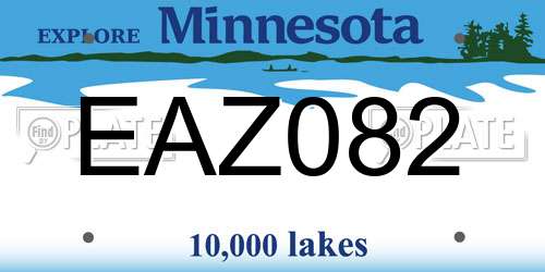 EAZ082 Minnesota License Plate