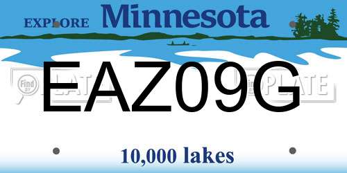 EAZ09G Minnesota License Plate