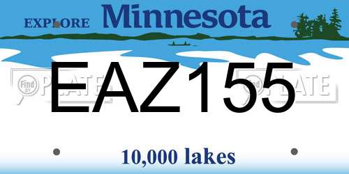 EAZ155 Minnesota License Plate