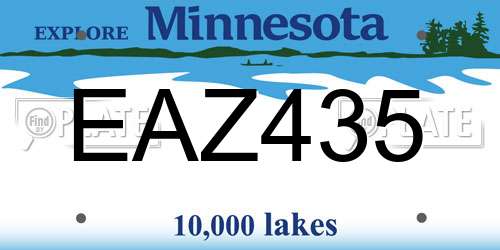 EAZ435 Minnesota License Plate