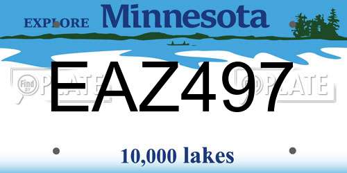 EAZ497 Minnesota License Plate
