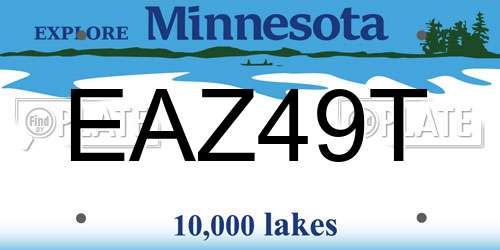 EAZ49T Minnesota License Plate