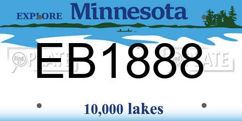 EB1888 Minnesota License Plate