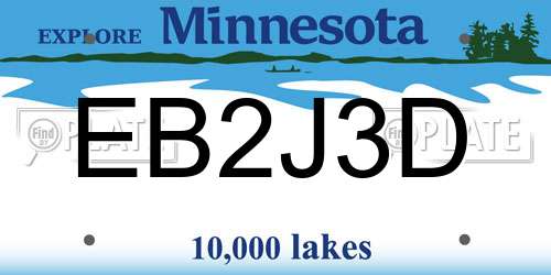 EB2J3D Minnesota License Plate