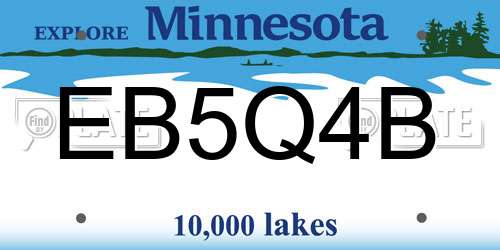 EB5Q4B Minnesota License Plate
