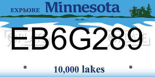 EB6G289 Minnesota License Plate
